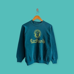 vintage 90s oxford university sweatshirt oxford university crewneck oxford university sweater pullover streewear green colour size medium