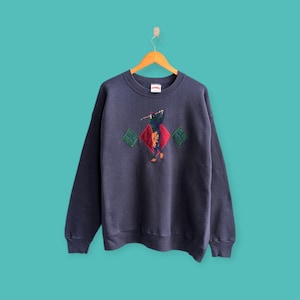 vintage 90s golf golfing sweatshirt embroidered logo crewneck golf sweater pullover streewear sportswear style nice blue colour size large