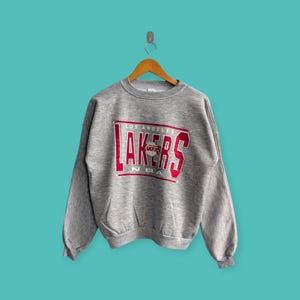 vintage 90s Los Angeles Lakers sweatshirt Los Angeles Lakers crewneck sweater pullover streewear basketball style gray colour size large