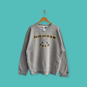 vintage Michigan crew big logo sweatshirt Michigan crew crewneck sweater pullover streewear university style nice gray colour size medium