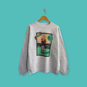 vintage 90s golf golfing sweatshirt golf golfing crewneck cute graphics sweater pullover streewear style nice gray colour size large