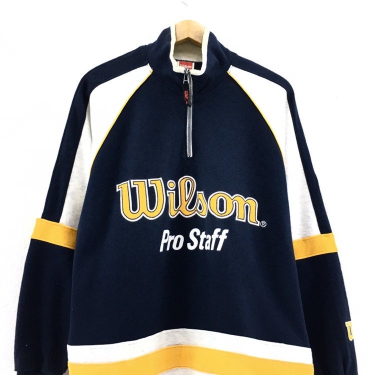 Rare!! Vintage Wilson Turtleneck Big Logo Spellout Multicolour Block Sweatshirt Embroidery Pullover Jumper Swag Vintage Man Sweatshirt