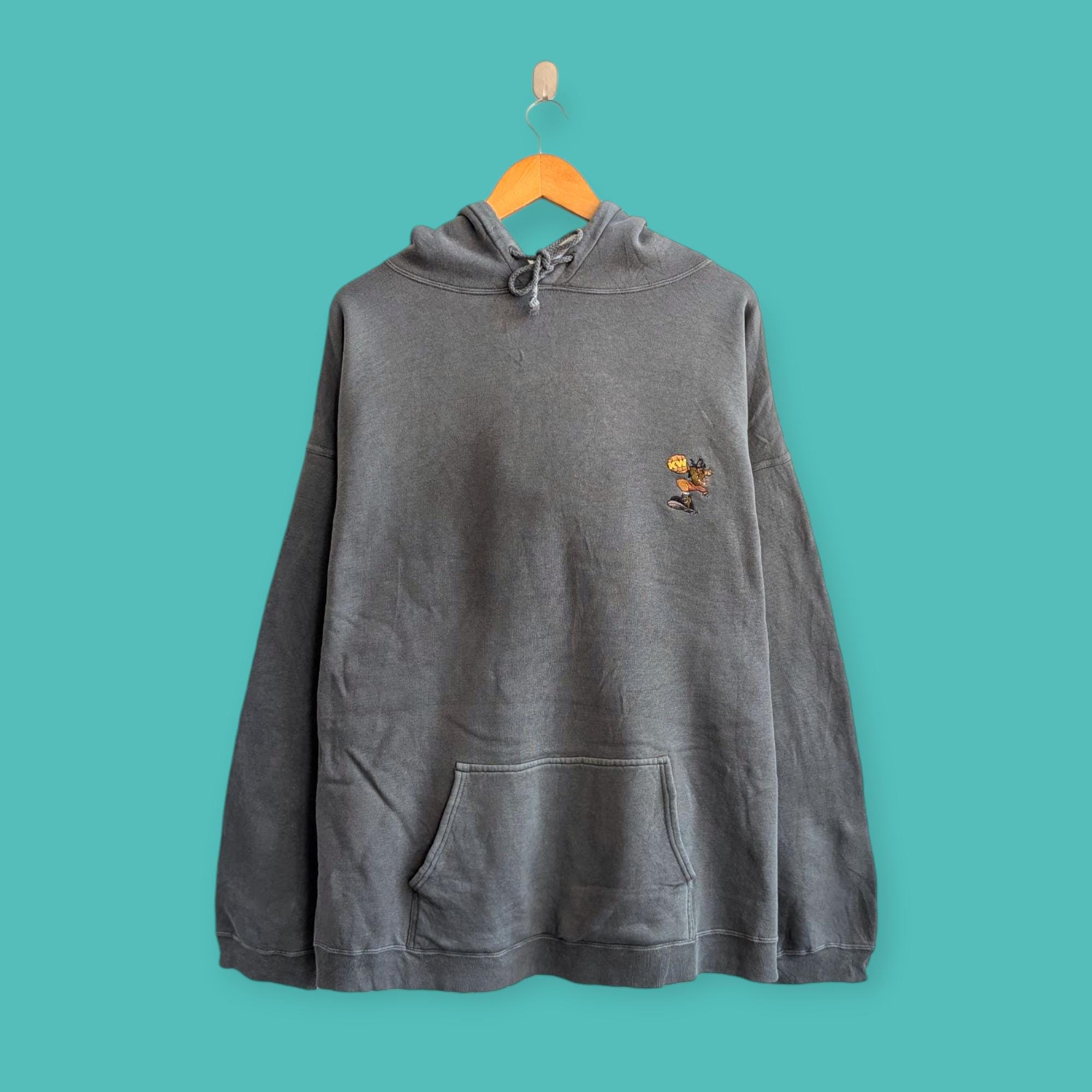 Vintage 90s Kik Wear Small Embroidered Logo Hoodie Kik Wear