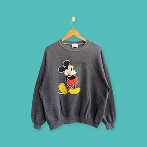 vintage 90s mickey mouse sweatshirt mickey mouse crewneck mickey mouse sweater pullover cartoon style nice black colour size x-large