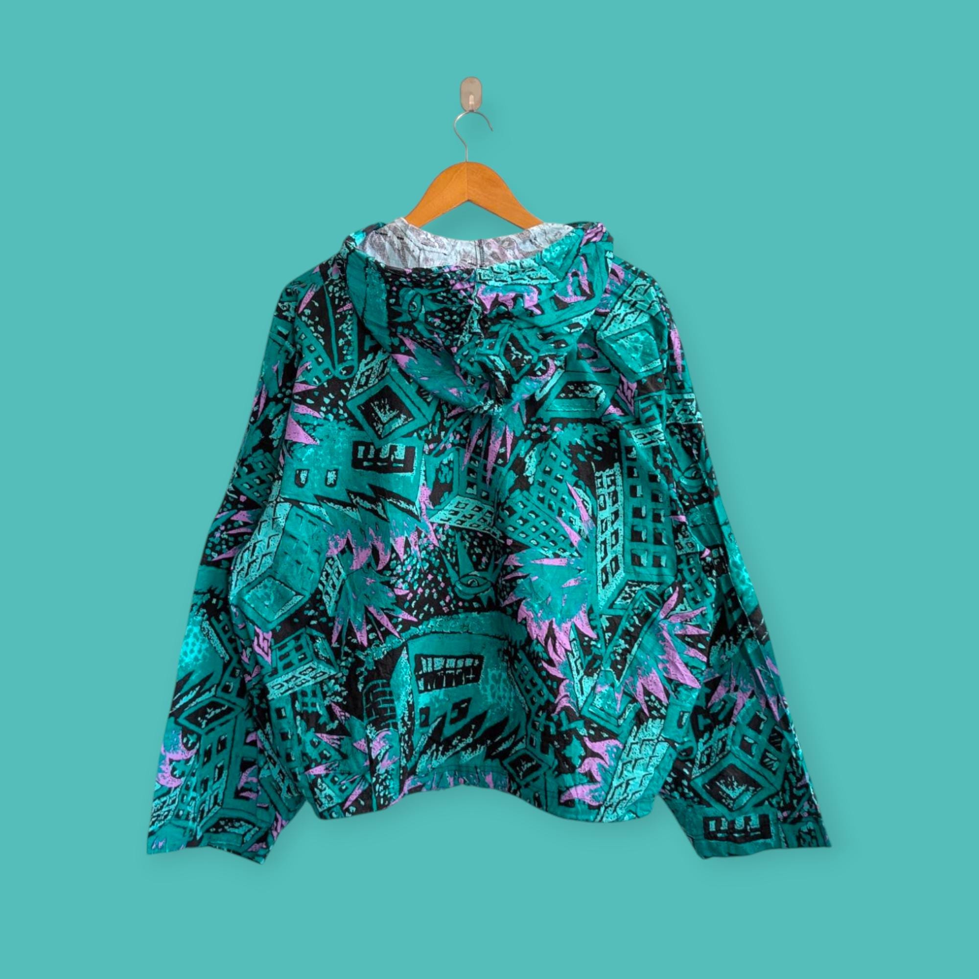80s-90s mambo graphics マンボ　総柄　ジップパーカー Vintage 90s Mambo All Over Print Light Jacket Mambo Full Print