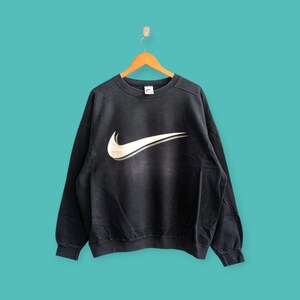 vintage 90s distressed Nike made in usa sweatshirt Nike crewneck Nike sweater pullover streewear sportswear style black colour size large