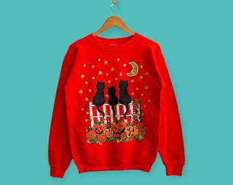 vintage 90s Halloween big image sweatshirt Halloween crewneck Halloween sweater pullover streewear style nice orange colour size medium