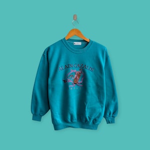 vintage 90s golf golfing sweatshirt embroidered logo crewneck golf sweater pullover streewear sportswear style turquoise colour size medium