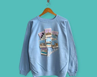 Vintage 90s Alaska Sweatshirt Artwork Drawing Crewneck Alaska Cute