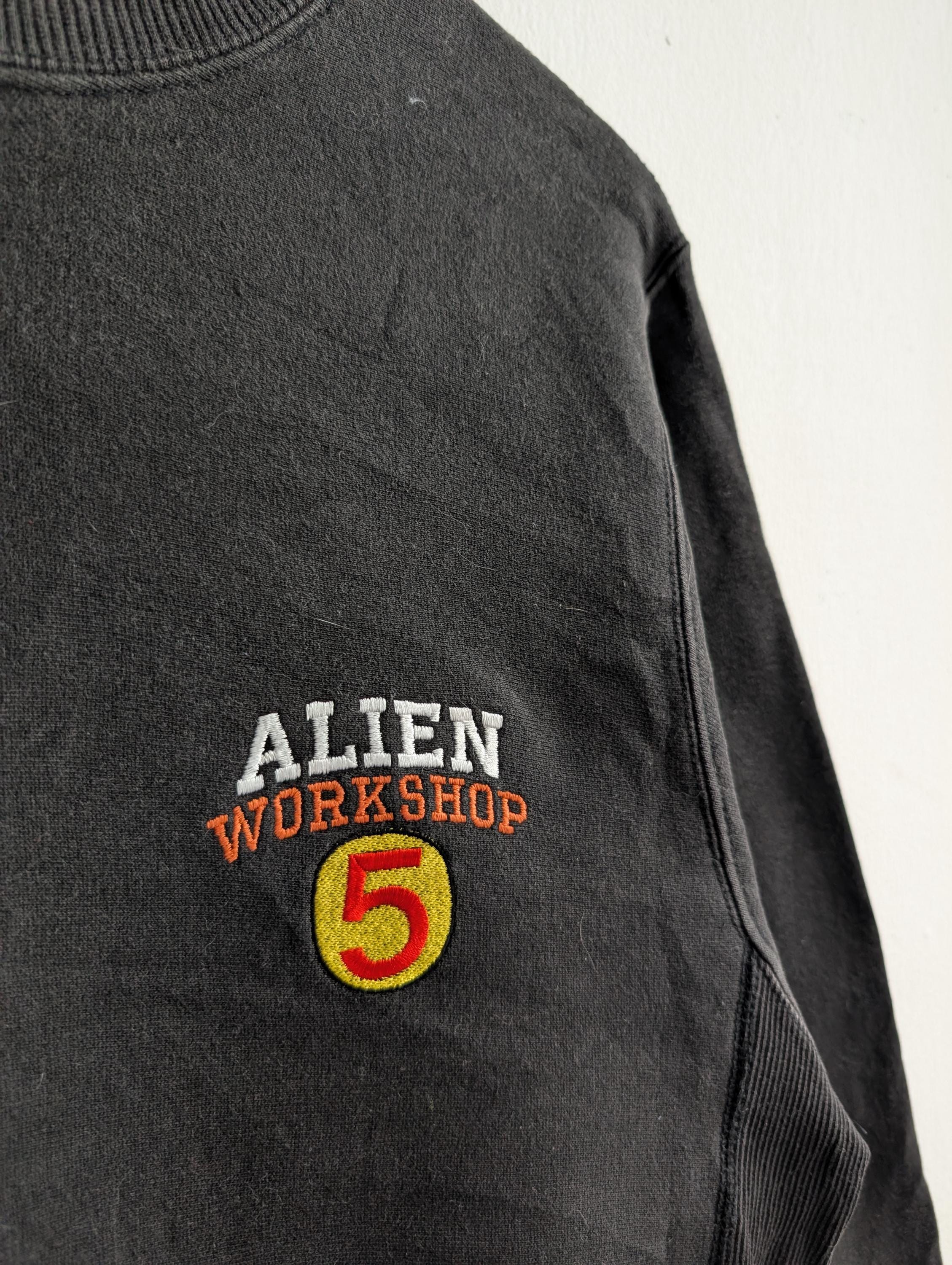 Vintage Sun Faded Alien Workshop Sweatshirt Embroidered Logo 