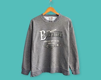 vintage 90s Budweiser big logo sweatshirt Budweiser crewneck Budweiser sweater pullover streewear style nice gray colour size medium