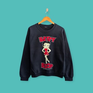 vintage 90s Betty boop mirror print sweatshirt Betty boop crewneck Betty boop sweater pullover cartoon style nice black colour size medium