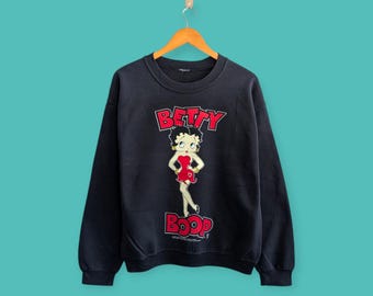 vintage 90s Betty boop mirror print sweatshirt Betty boop crewneck Betty boop sweater pullover cartoon style nice black colour size medium