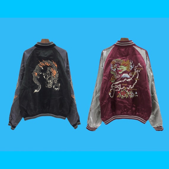 Very Rare Vintage Reversible Sukajan Japan Yokosuka Souvenir 