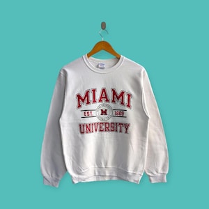 vintage Miami university big logo sweatshirt Miami university crewneck Miami university sweater pullover streewear white colour size small
