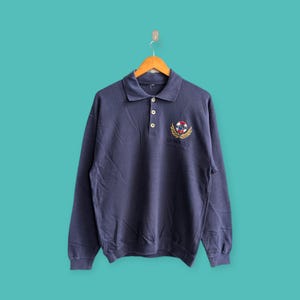 vintage 90s Monaco embroidered logo sweatshirt Monte Carlo crewneck Monaco sweater pullover streewear style nice blue colour size medium