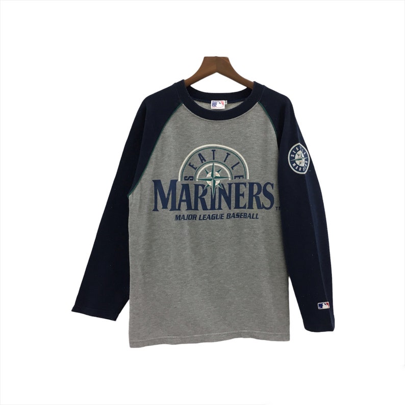 Rare! Seattle Mariners MLB Big Logo Spell Out Crewneck Long Sleeve