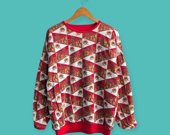 vintage jaren 80 90s San Francisco 49ers omkeerbaar sweatshirt San Francisco 49ers ronde hals trui pullover streetwear mooie rode kleur one size