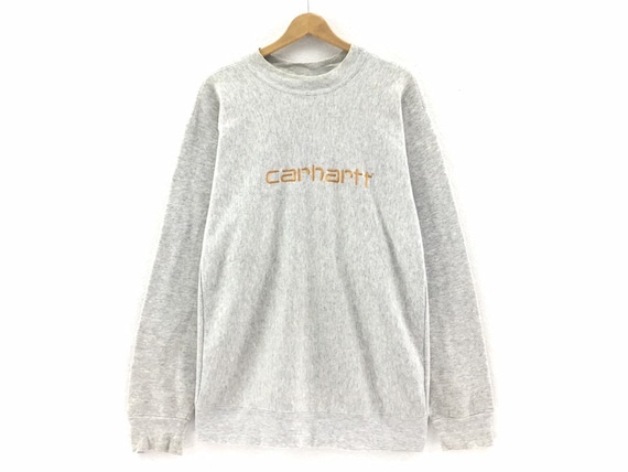 Raro Vintage Carhartt Big Logo Spell Out Crewneck Grey Color Sudadera Jersey Jumper Ropa deportiva Streetwear Brand Fashion Style Etsy Mexico