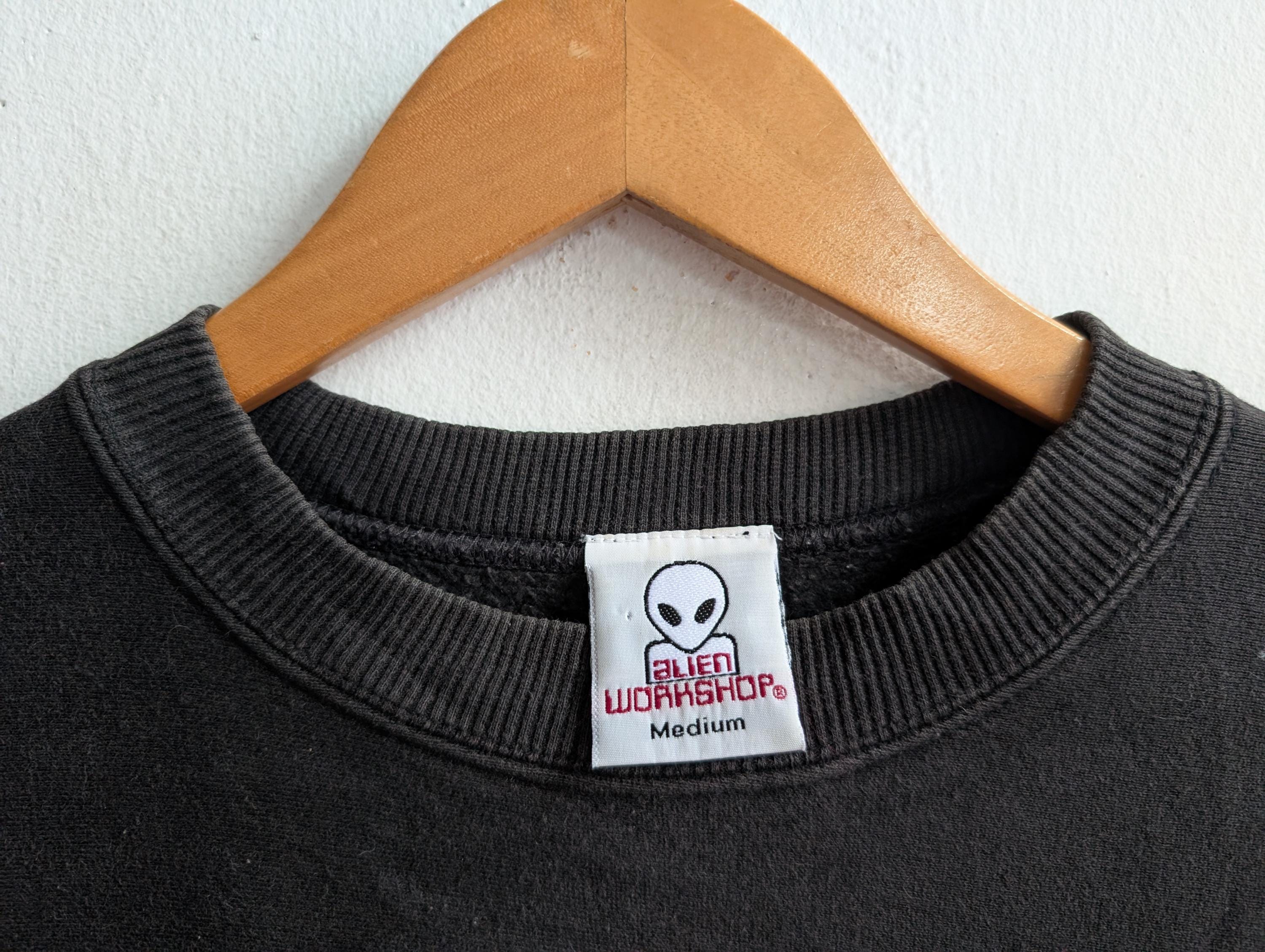 Vintage Sun Faded Alien Workshop Sweatshirt Embroidered Logo 