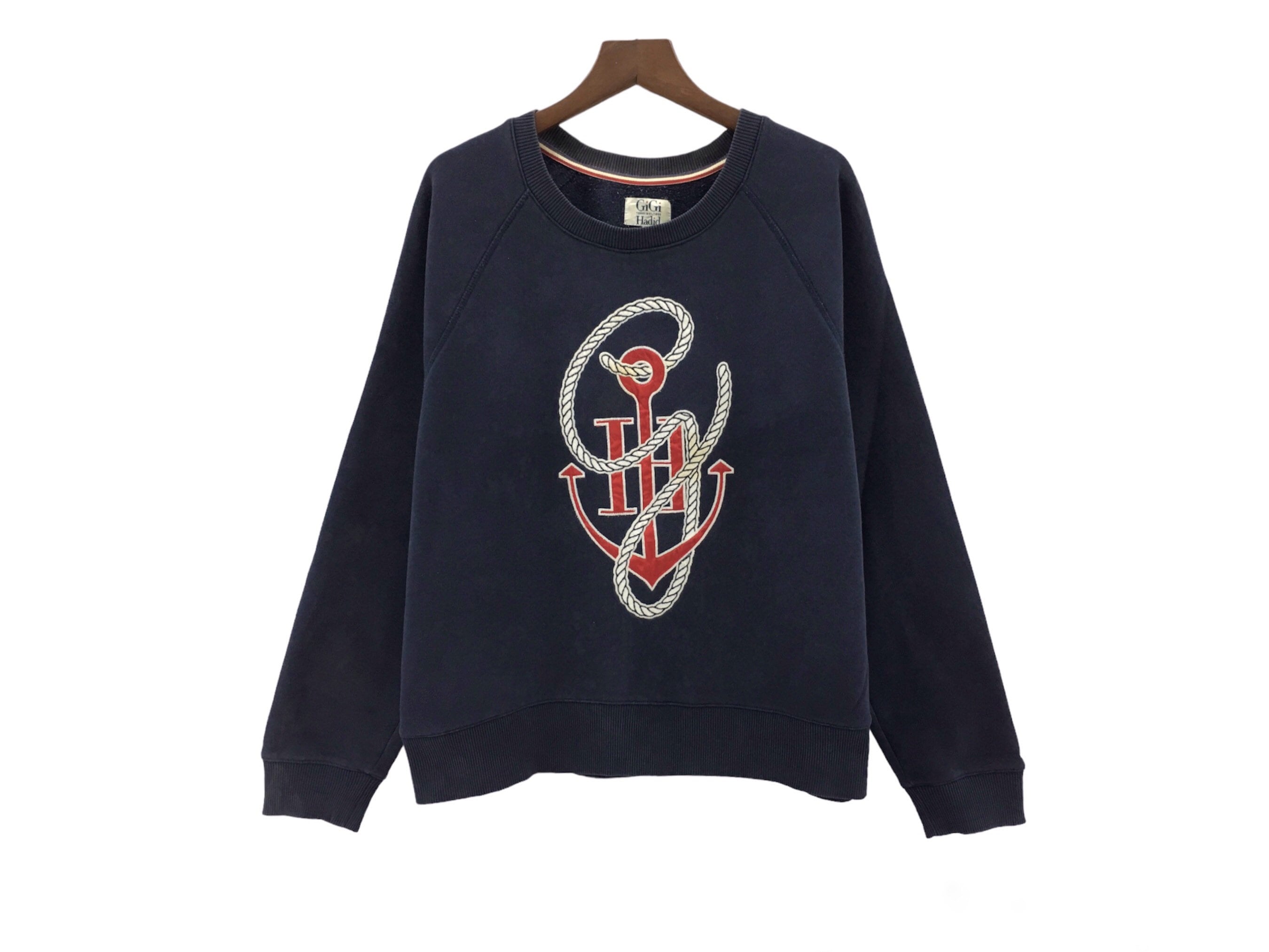 Very Rare Tommy Hilfiger Gigi Hadid Big Logo Spell Out Embroidered Crewneck Sweatshirt Blue Color Pullover Fashion Designer Brand Womens Etsy Canada
