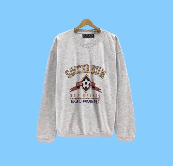 Rare BUM Soccer Sports Equipment Big Logo Print Spell Out Crewneck Grey Color Large Size Brand Sportswear Vintage Sweatshirt Pullover Etsy Ireland