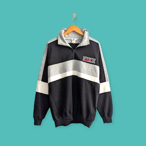 vintage 90s Nike swoosh logo sweatshirt embroidered crewneck Nike sweater pullover streewear sportswear style black white colour size large