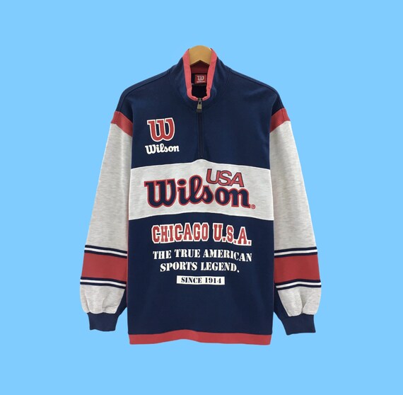Rare!! Vintage Wilson Turtleneck Big Logo Spellout Multicolour Block Sweatshirt Embroidery Pullover Jumper Swag Vintage Man Sweatshirt