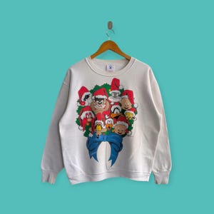 vintage 1993 warner bros sweatshirt embroidered warner bros crewneck warner bros sweater pullover cartoon style nice white colour size large