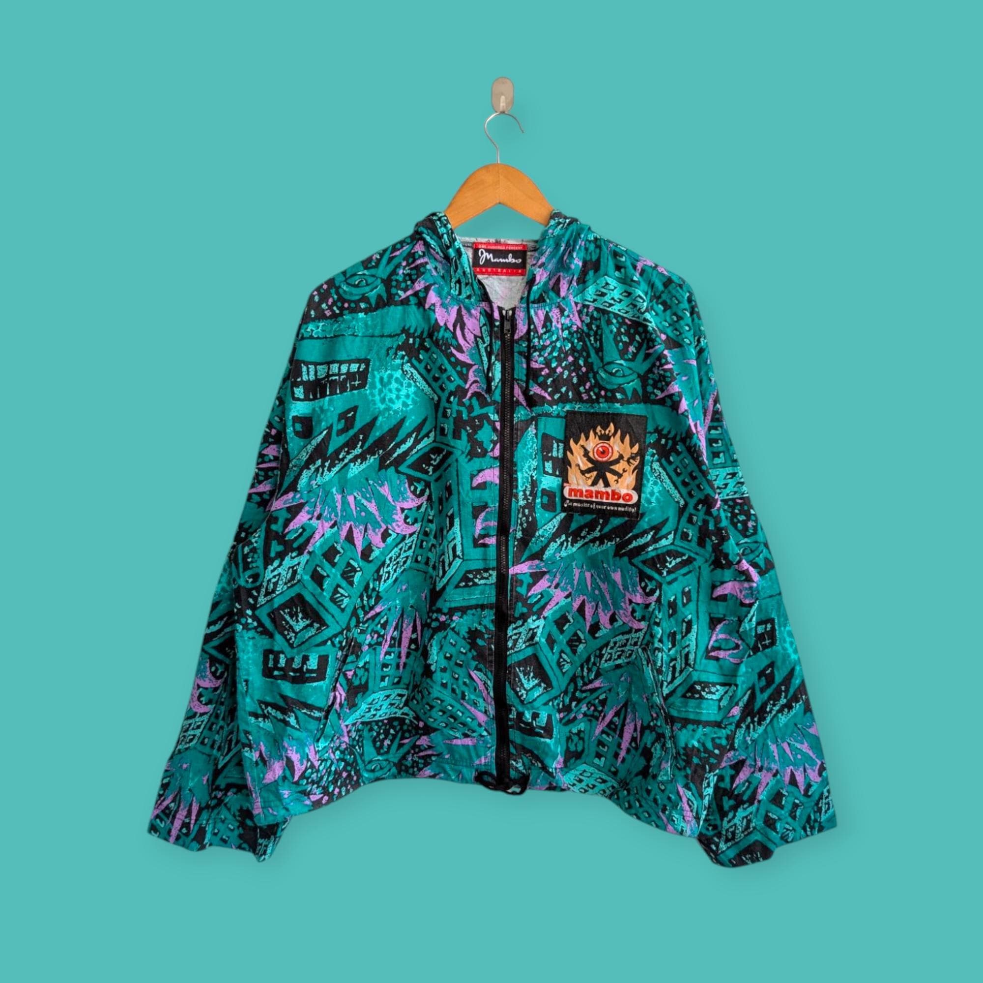 80s-90s mambo graphics マンボ　総柄　ジップパーカー Vintage 90s Mambo All Over Print Light Jacket Mambo Full Print