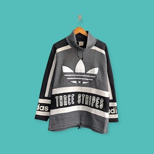 vintage 90s adidas big logo sweatshirt embroidered logo crewneck adidas colourblock sweater pullover streewear nice colour size large