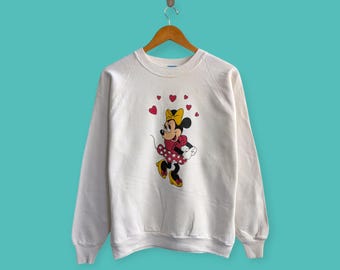 vintage 90s Minnie mouse sweatshirt Minnie mouse crewneck Minnie mouse sweater pullover cartoon streewear style nice white colour size large