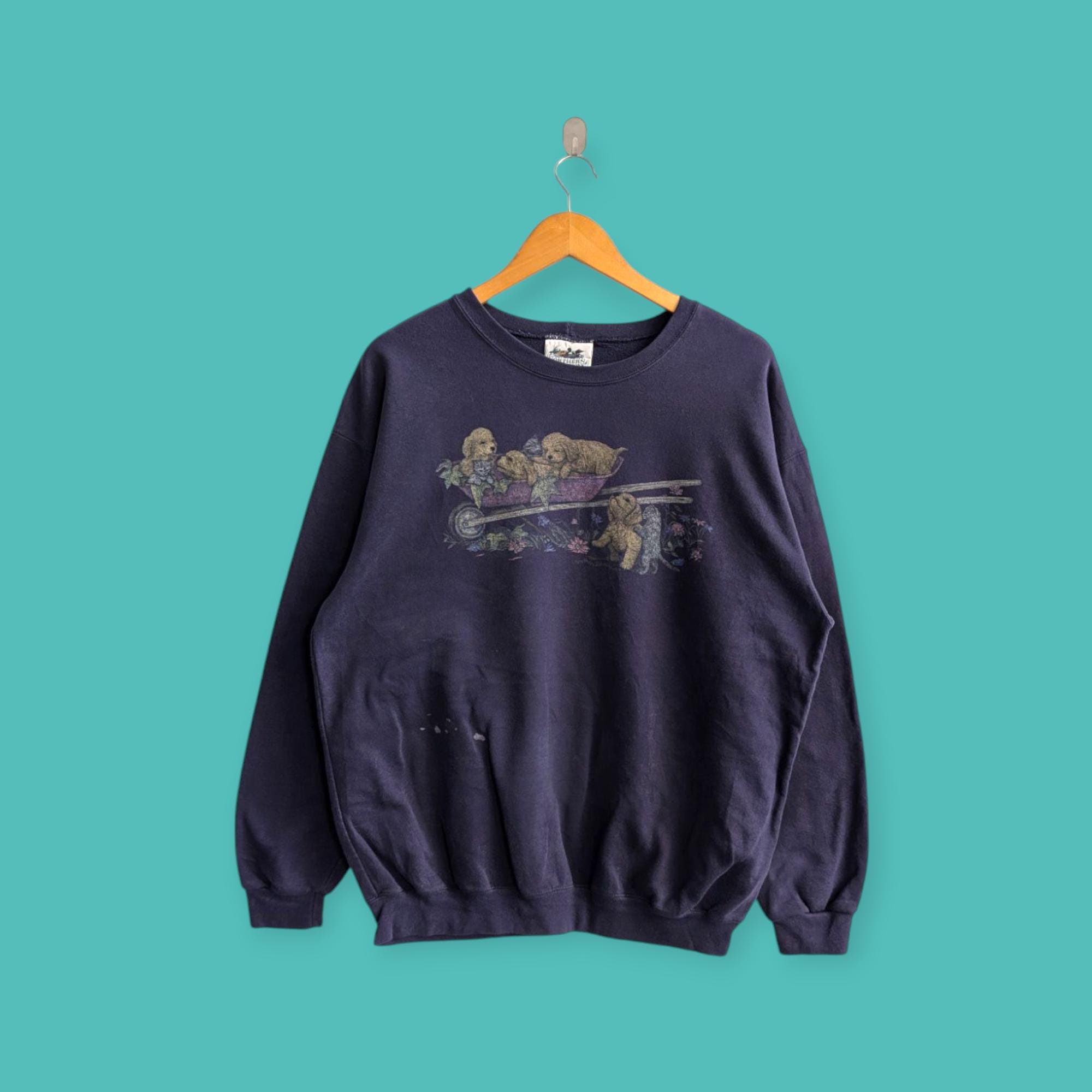 Vintage 90s Northern Reflection Sweatshirt Dog Puppy Crewneck Cute 