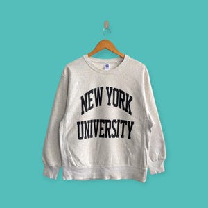 Felpa vintage della New York University, girocollo della New York University, maglione della New York University, colore grigio college, taglia large