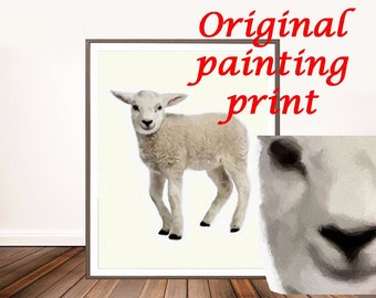 Lamb Nursery Art sheep baby Prints Sheep Print Sheep Art Print, Sheep Wall Art, Sheep Photo Art, Sheep original oil artwork Nursery Decor