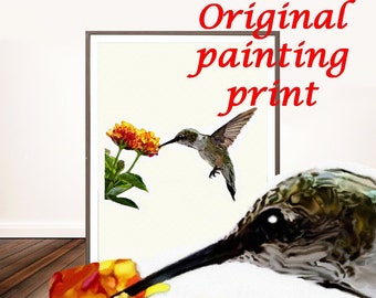Hummingbird Watercolor bird painting Printable art Hummingbird oil  Print Poster Bird Original Print Nursery wall print similar Dean Crouser