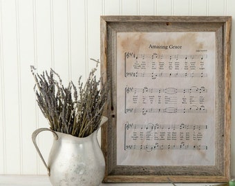 Himno Amazing Grace, impresión de cita, descarga instantánea, impresión de partitura de Amazing Grace, partitura vintage, arte cristiano