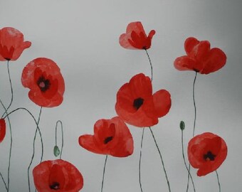 Red Poppies Print Poppies Watercolor print Poppy Wall Art Poppy Flowers Painting, Red Flowers, Poppies Print, Poppy Red Home Decor wall art