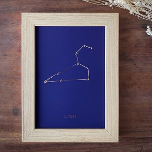 Card illustrated by a zodiac constellation to frame or send