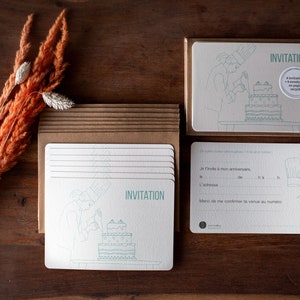 Carte invitation Pâtisserie à colorier - avec enveloppes - papier recyclé - pack de 8