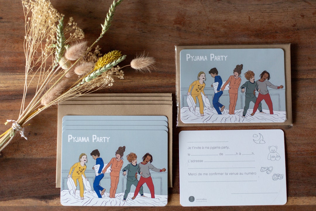 Pyjama Party Invitation Card With Recycled Envelopes Pack of 4 - Etsy