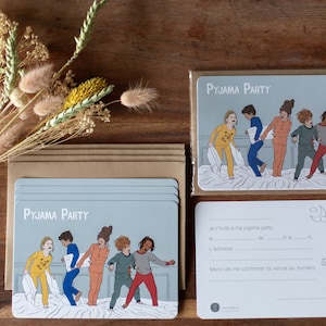 Einladungskarte zur Pyjama-Party mit recycelten Umschlägen – 4er-Pack