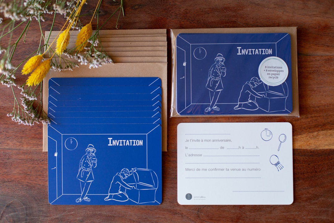 Escape Game Invitation Card With Recycled Envelopes Pack of 8 - Etsy