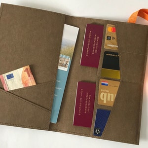 Reiseetui, Reisedokumententasche, nachhaltig aus veganem reißfestem Papier, Reiseorganizer Familie und perfektes Geschenk für Weltreisende