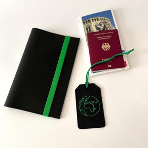 Travel document wallet, passport case, passport holder made of tear-resistant paper, black, travel document organizer, travel accessory gift image 9