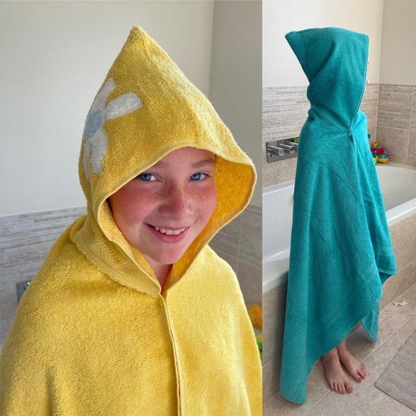 Older childrens hooded swimming towel, bath towel, beach towel, swimming lesson towel