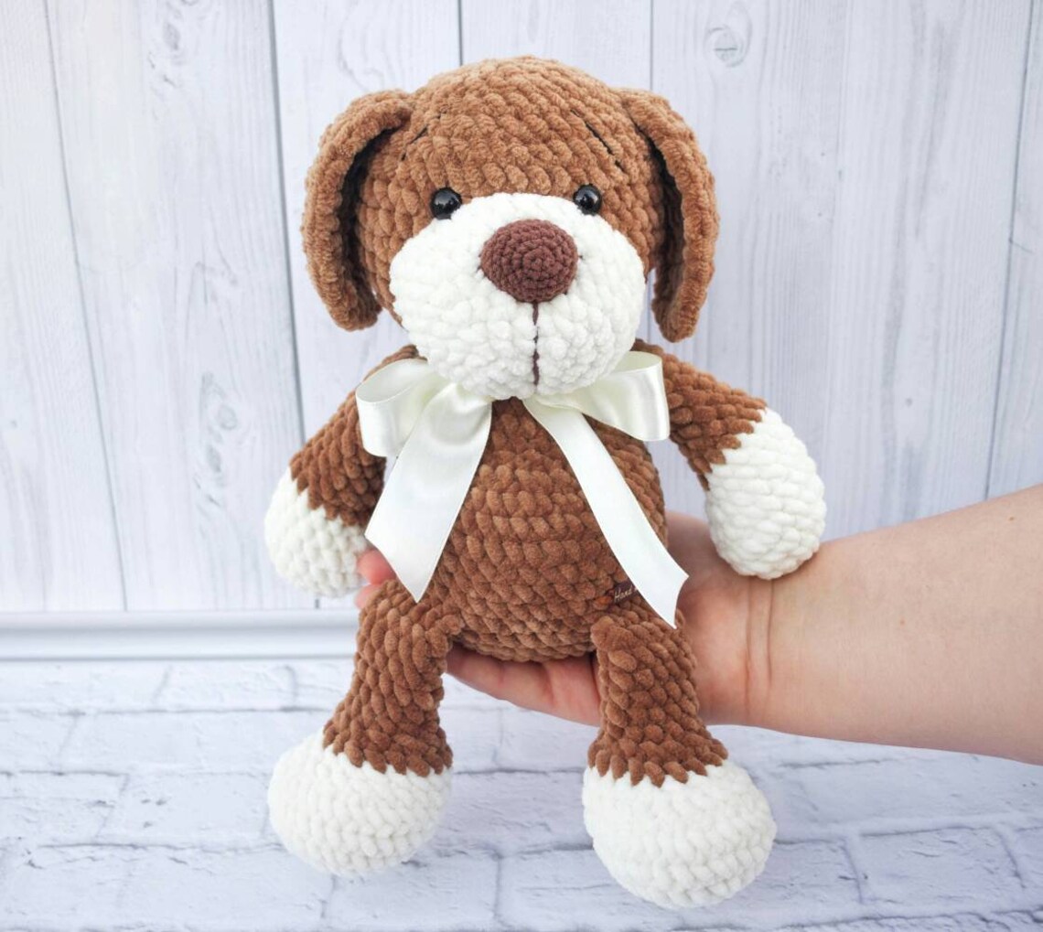 Puppy dog toy Stuffed animal dog Baby shower gift Brown Etsy