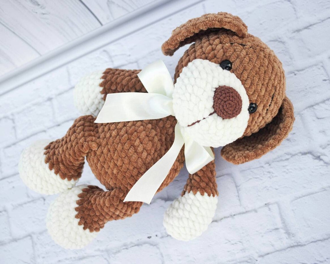 Puppy dog toy Stuffed animal dog Baby shower gift Brown Etsy