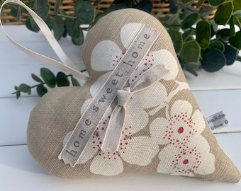 Fabric heart with ‘home sweet home’ hand stamped Lavender Hanging Heart | Vanessa Arbuthnott fabric padded heart | Large Heart