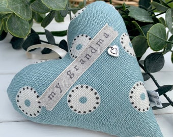 My grandma gift heart, Bestie gift, with love heart, Vanessa Arbuthnott fabric, lavender gift,  Christmas gift